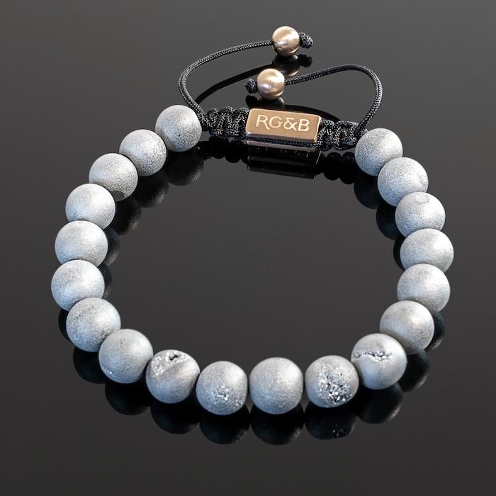 Our Smile Agate Bead Bracelet Features Natural Stones, Waxed Cord and Brushed Rose Gold Steel Hardware. A Beautiful Addition to any Collection.